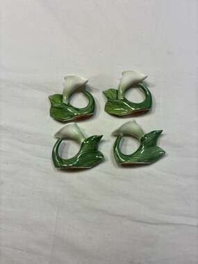 Vintage Pia Philippines Bone China Calla Lily Napkin Rings - Set of 4